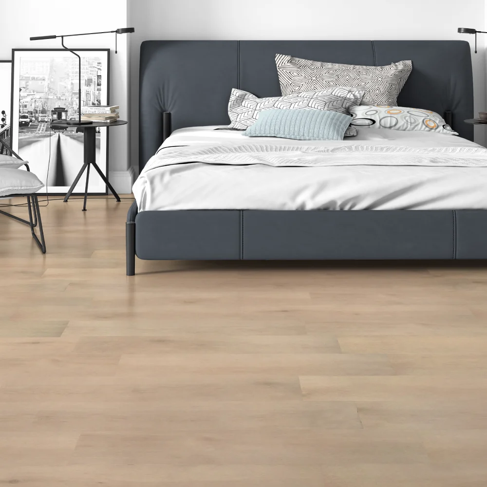 Commercial vinyl plank flooring (SPC) in Classic Natural Oak, room scene