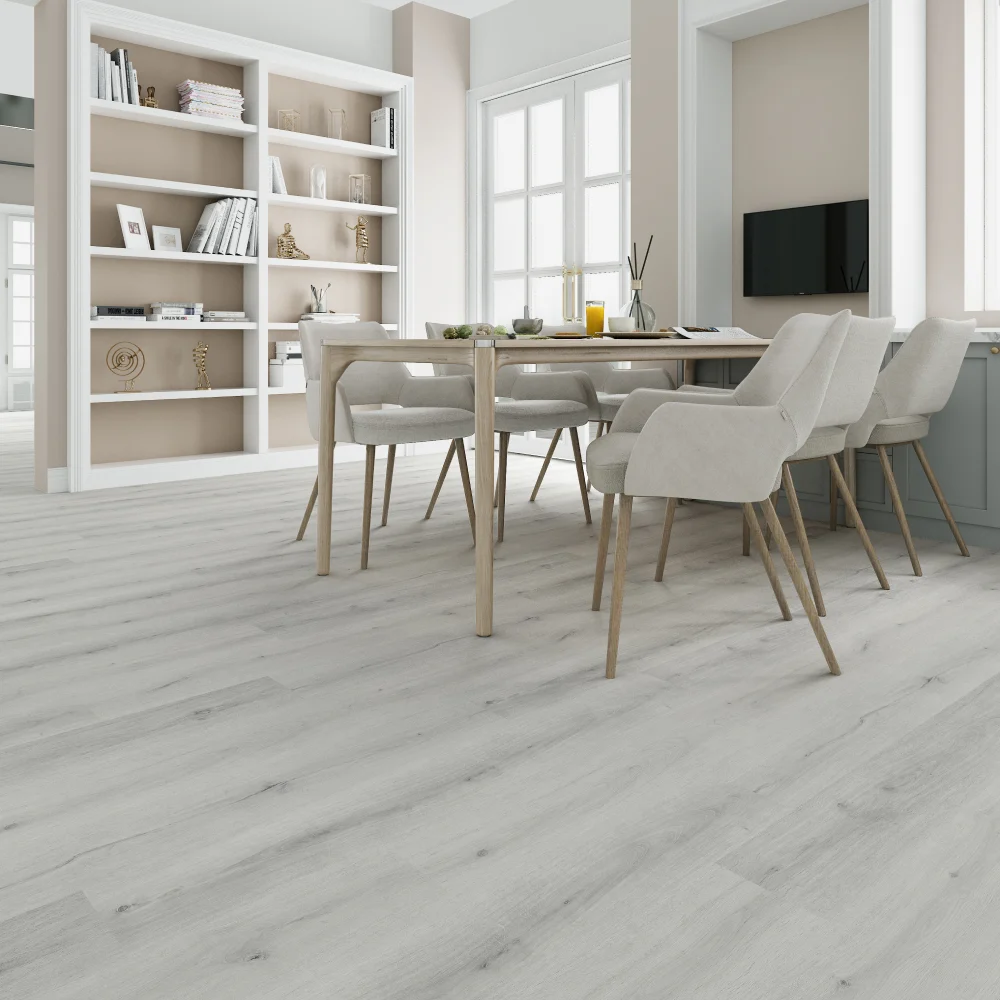 Commercial vinyl plank flooring (SPC) in Sterling Oak, room scene
