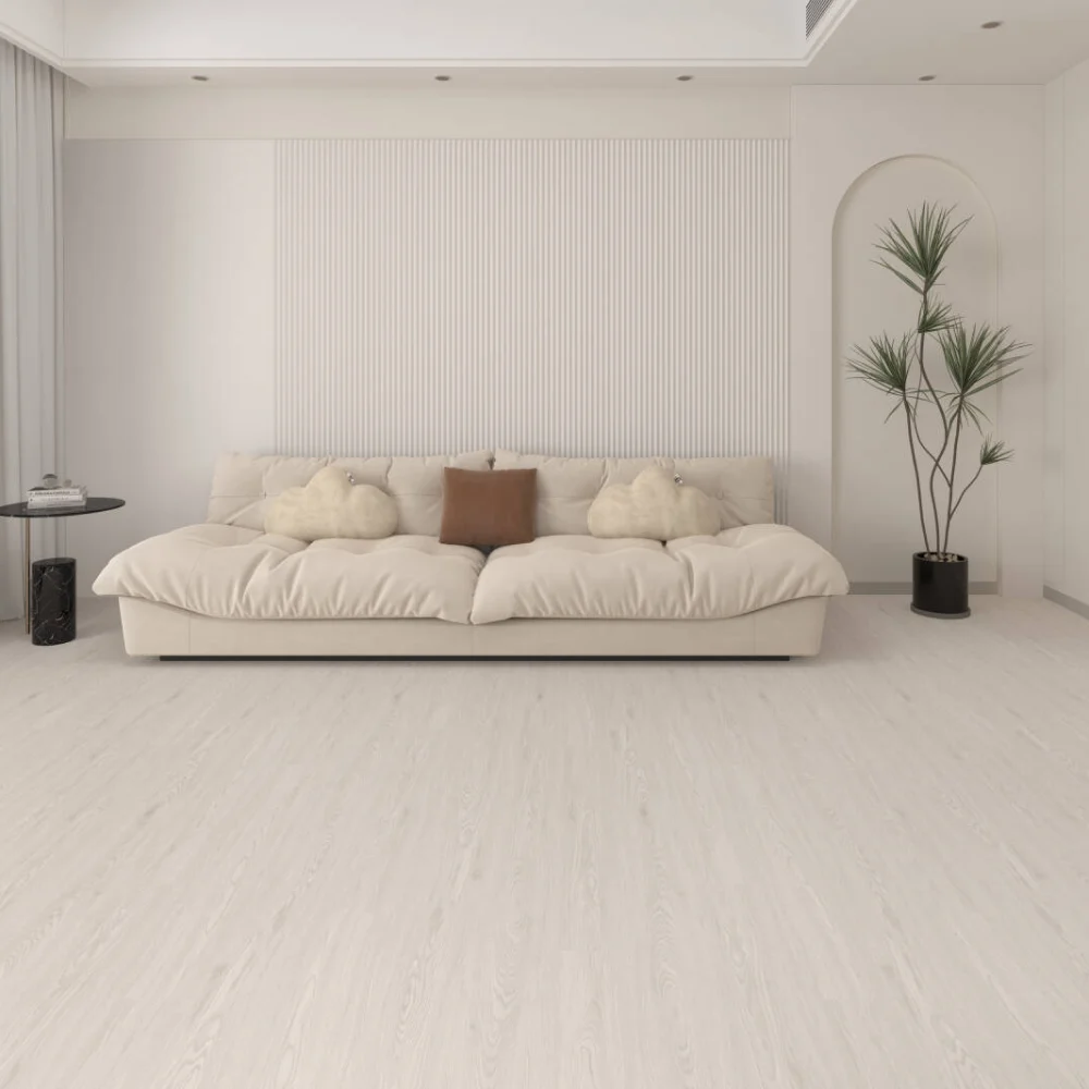 Commercial vinyl plank flooring (SPC) in Pearl Birch, room scene