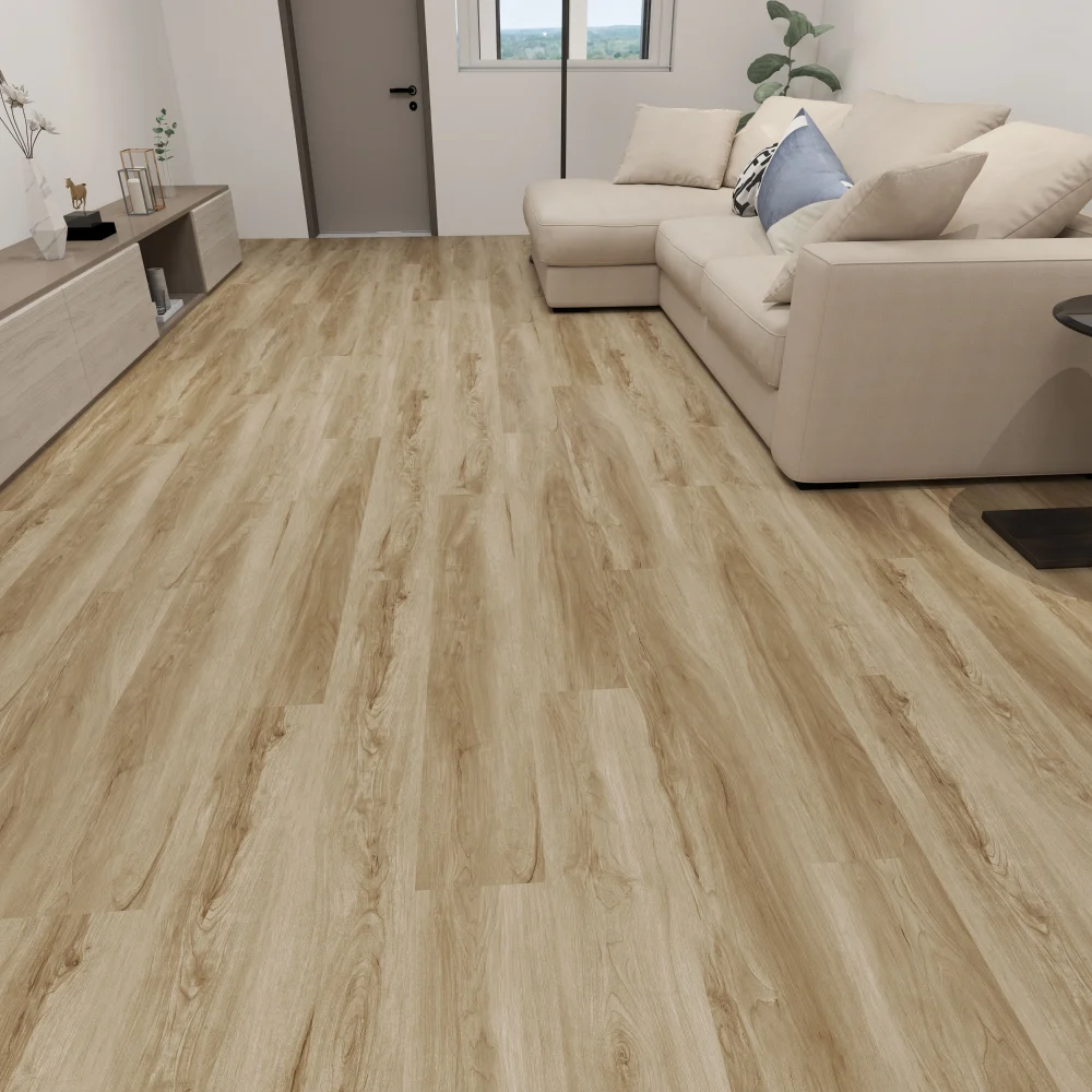 Commercial vinyl plank flooring (SPC) in Sandbar Oak, room scene