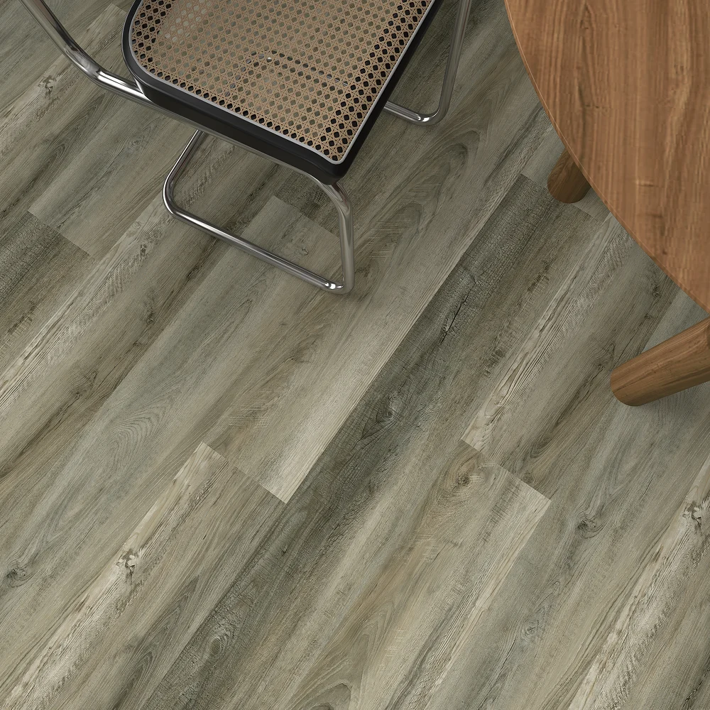 Commercial vinyl plank flooring (SPC) in Smoked Taupe Oak, room scene