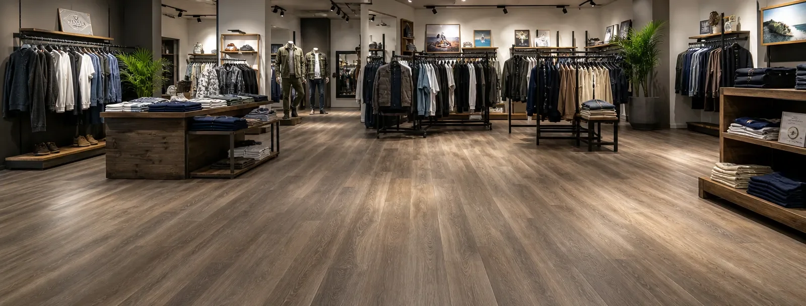 20 mil vinyl plank flooring look in a retail store